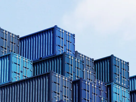 Blue shipping containers